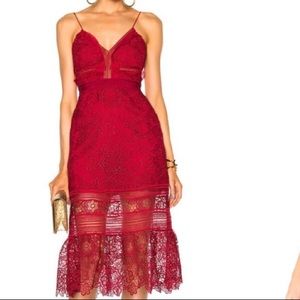 SOLD Self-Portrait Lace Guipre Raspberry Dress UK 6/US 2